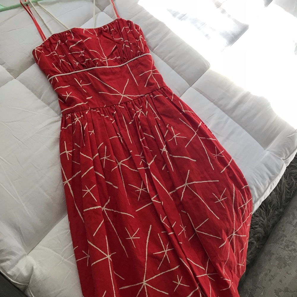 Anthropologie red dress size TWO. Worn once.